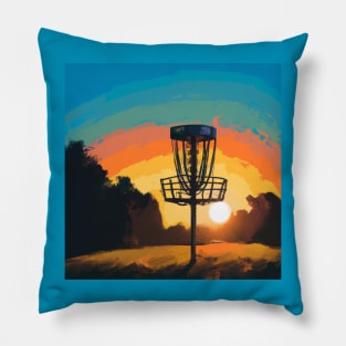 Disc Golf Against a Morning Sunrise Pillow