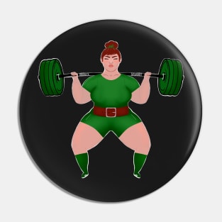 Strong Women Powerlifting gym girl in Green Pin