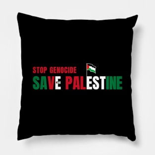 Stop Genocide Save Palestine Flag Text Pillow