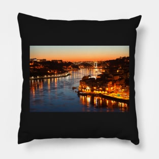 Ponte da Arrabida and Ribeira at dusk, Porto Pillow