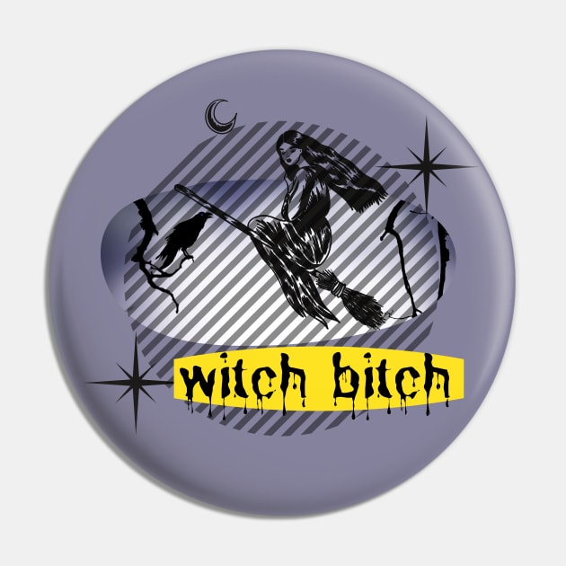 Witch HALLOWEEN - Scary Night - Crow Pin by O.M design