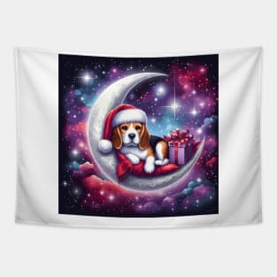 Beagle Dog On The Moon Christmas Tapestry