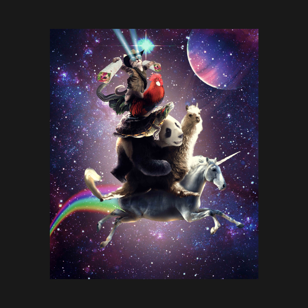 cat riding chicken shirt