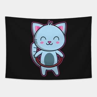 Cute Kawaii Cat Hula Hooping Gift product Tapestry