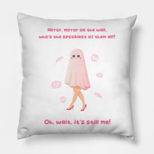 Halloween pink barbie lettering funny pink ghost Pillow