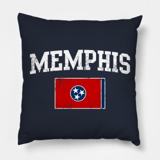 Memphis State Flag Vintage Distressed Pillow