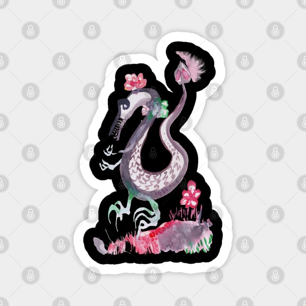 Grandma Dragon with Flowers Magnet by Sylke Gande