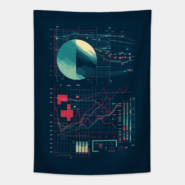 Day trading candle stick graph dashboard Tapestry by MilkyBerry