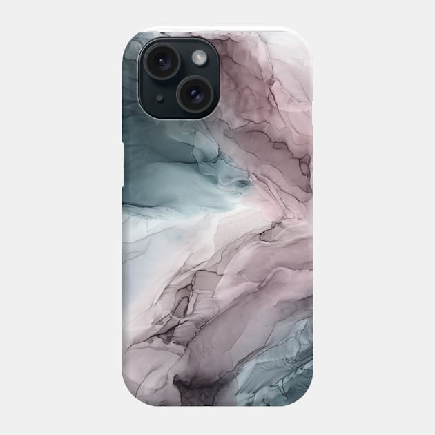 Mauve Blush & Stormy Blue Flow Abstract 2 Phone Case by Elizabeth Karlson Art