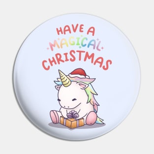 Have a Magical Christmas Unicorn in Santa Hat Pin