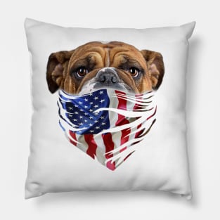 Patriot English Bulldog In Usa America Bandana Dog Pillow