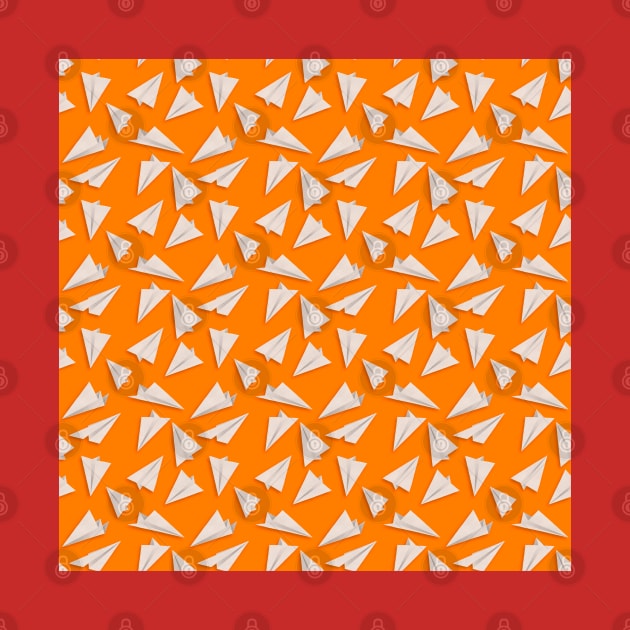 Paper Planes Pattern | White Orange by DrawingEggen