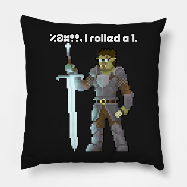 Mortander - Half-Orc Warrior with Bad Dice! Pillow by OrcChopExpress