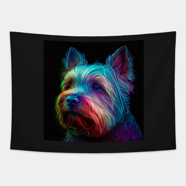 Neon Yorkshire - a Furr-fect valentine gift for your dog-loving pet lover Tapestry by UmagineArts