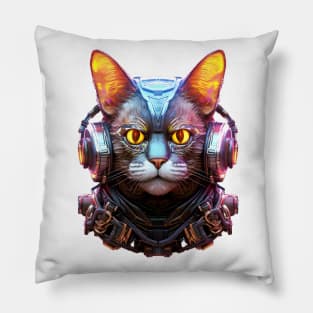 Code Catcher - The Cyberpunk Cyborg Cat Pillow