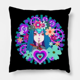 Steampunk Dragonfly Mechanical Ghost Girl No. 2 Pillow