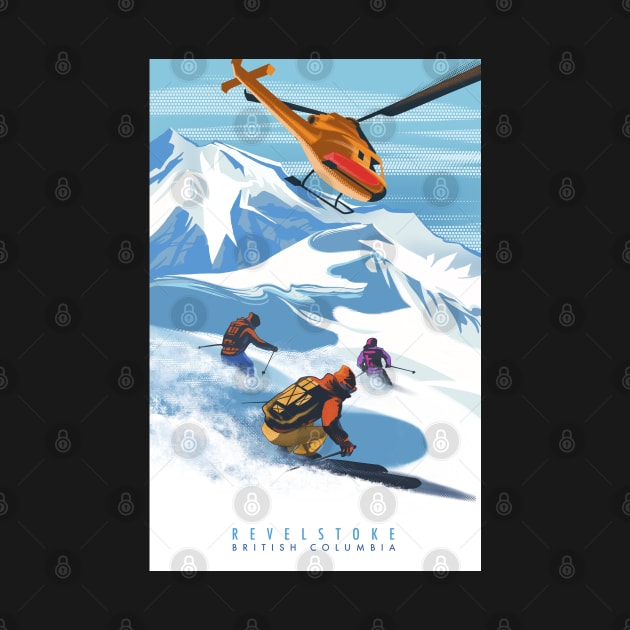 RETRO HELISKI REVELSTOKE SKI POSTER by SFDesignstudio