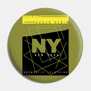 New York Authentic urban denim  typography Pin