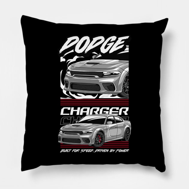 American Charger SRT Hellcat Car Pillow by milatees