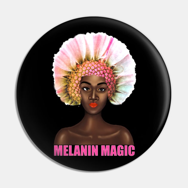 Black Pride Melanin Magic Flower Afro Queen Pin by Merchweaver