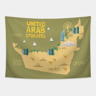 United Arab Emirates Illustrated Map Tapestry