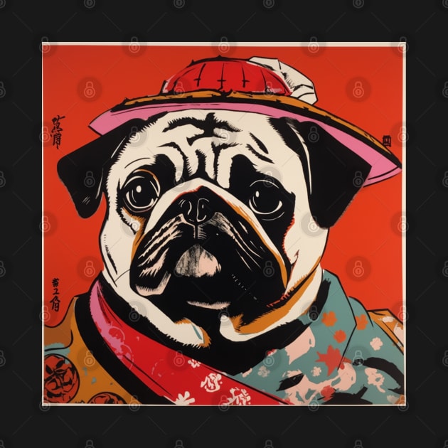 Japanese Pug Art by ModernStyle610