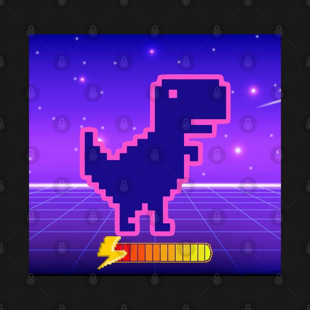 Outrun Power Up Dinosaur by 80snerd