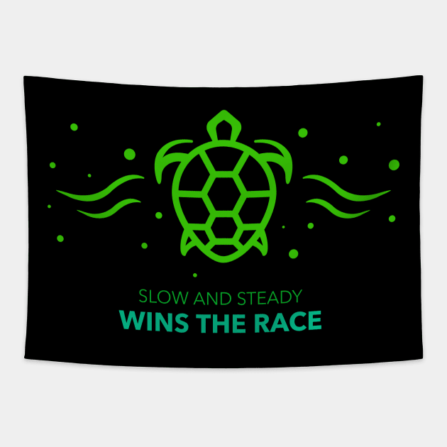 Slow And Steady Turtle Tapestry by Bunchatees