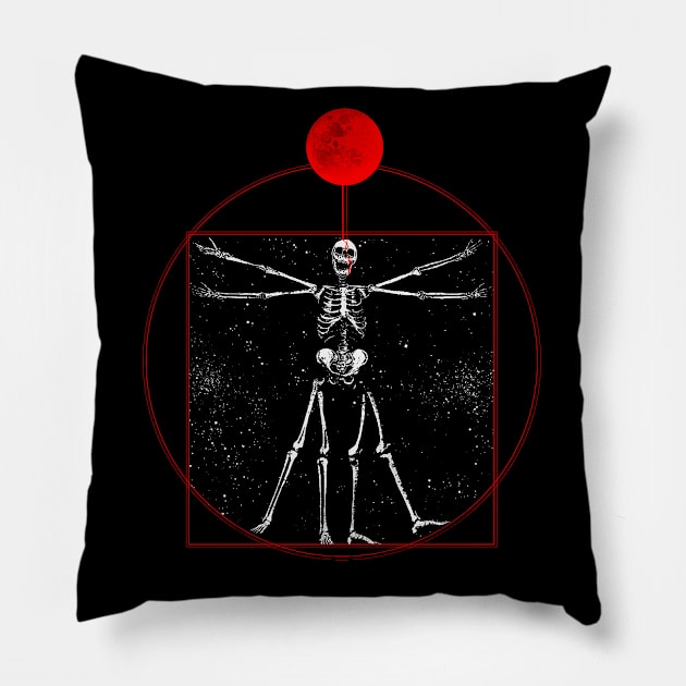 Vitruvian Skele-Man Pillow by JumoArt