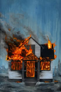 House on fire Magnet