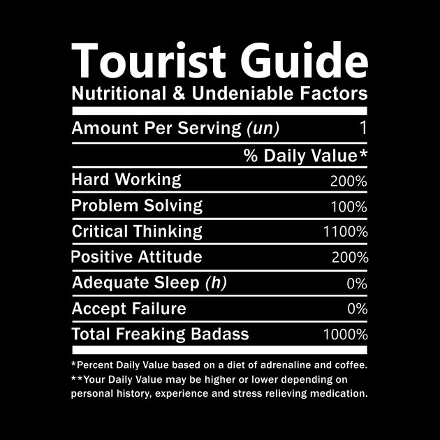 Tourist Guide T Shirt - Nutritional and Undeniable Factors Gift Item Tee by Ryalgi