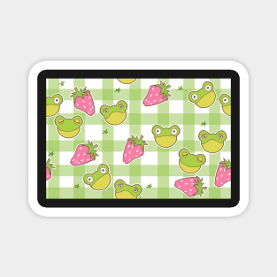 Cottagecore Froggies on Green Gingham Magnet
