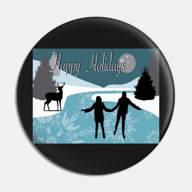 Winter Greetings Happy Holidays Snow Card Pin by jrepkin