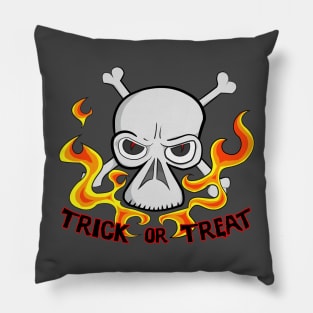 Trick or Treat Cartoon Horror Fiery Skull Pillow