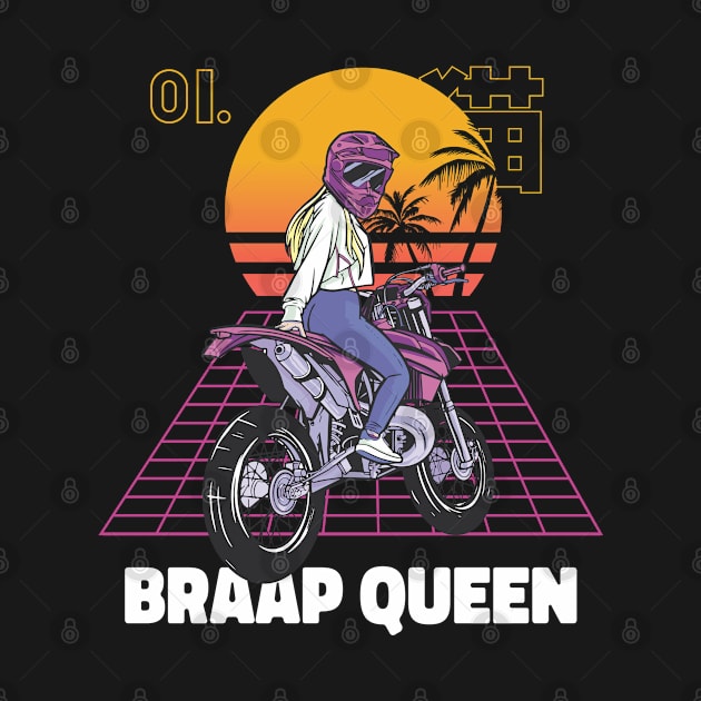 Vaporwave Motocross Dirt Bike Girl Off Road Motorcycle Rally by USProudness