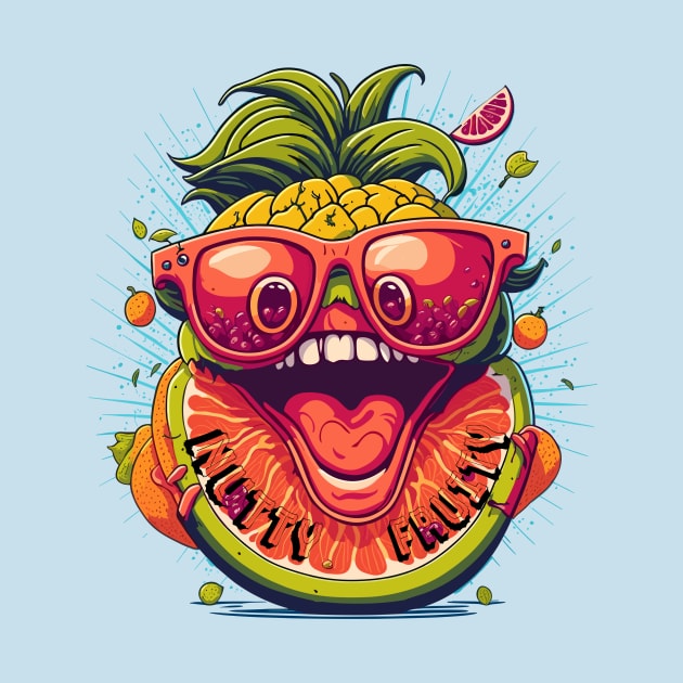 Tropical Bliss: The Nutty Fruity Fusion with a Big Smile by AniMilan Design