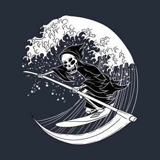 Blackcraft Grim Reaper Surfing Great Wave T-Shirt