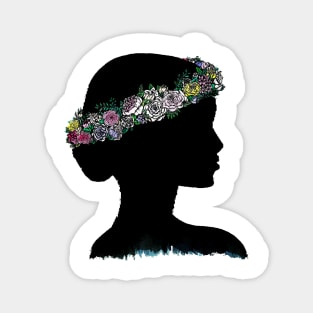 flower crown silhouette Magnet