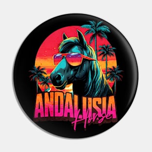 Retro Wave Andalusia Horse Miami Pin