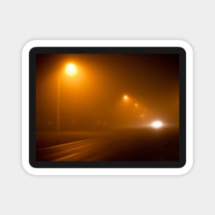 Road in a very foggy night Magnet