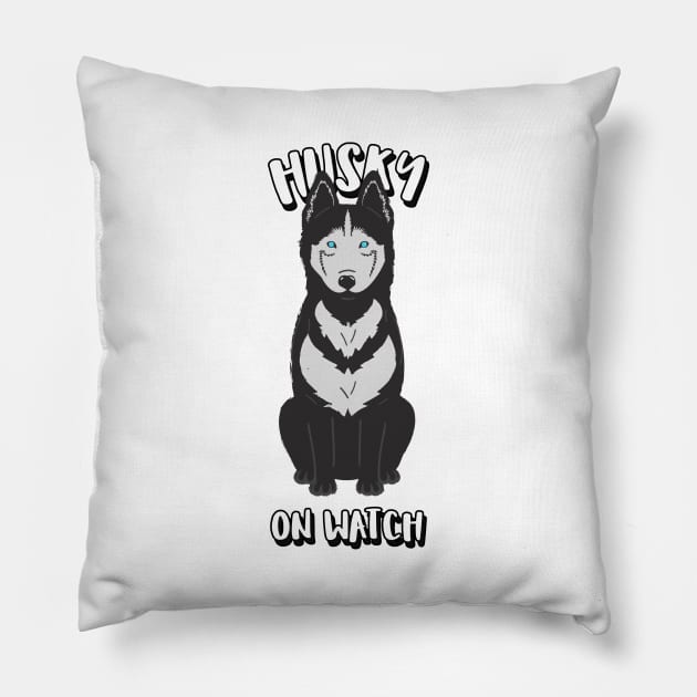 Husky On Watch Pillow by Jitesh Kundra