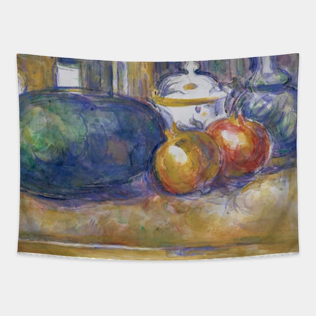 Still Life with a Watermelon and Pomegranates by Paul Cezanne Tapestry by Classic Art Stall