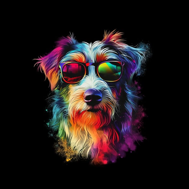 Colourful Cool Golden Doodle Dog with Sunglasses by CollSram