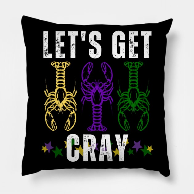 Let's Get Cray Mardi Gras Crayfish/Crawfish Pillow by jackofdreams22