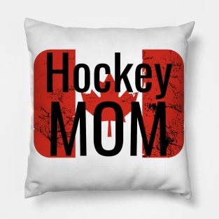 Hockey Mom with distressed Canadian Flag Pillow