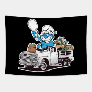 smurf riding its truck Tapestry