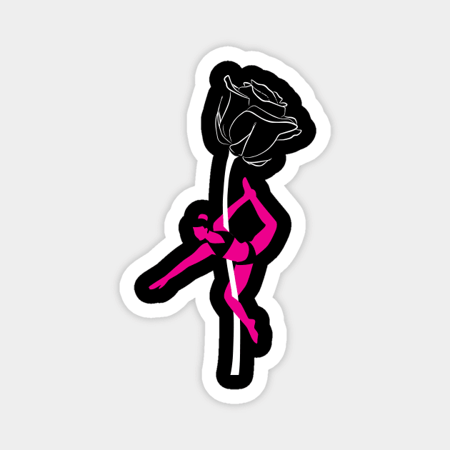 Pole Dance With Pink Rose Gift Magnet by SinBle