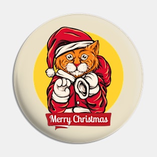 Merry Christmas Santa Cat Pin