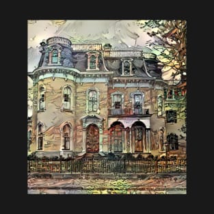 aesthetic classic vintage american mansion home house art painting T-Shirt