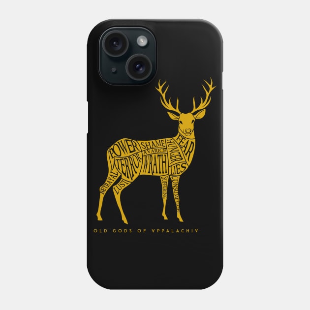 Horned Head: Meatchart Gold Phone Case by Old Gods of Appalachia